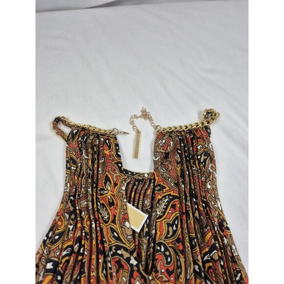 Michael Kors Women’s Blouse Size S Pleated Chain Sleeveless Brt Terracota (65) - Picture 8 of 10